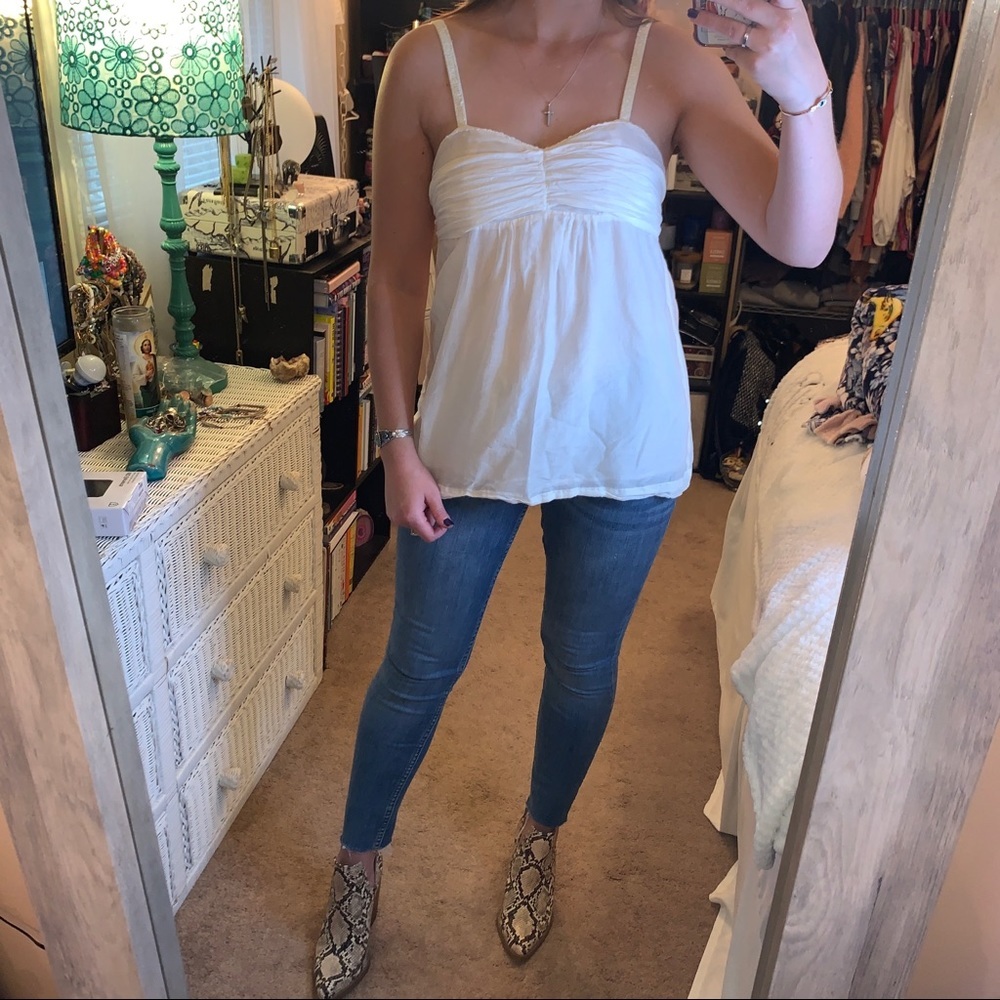 Song Of Love White Flowy Romantic Tank Top Sz S